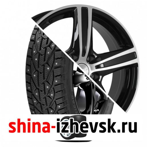 Колесо в сборе Tigar Ice 205/55 R16 T 94 + СКАД Адмирал 6.5xR16 5×114.3 ET45 DIA60.1 Черный глянцевый с полированной лицевой поверхностью в Ижевске